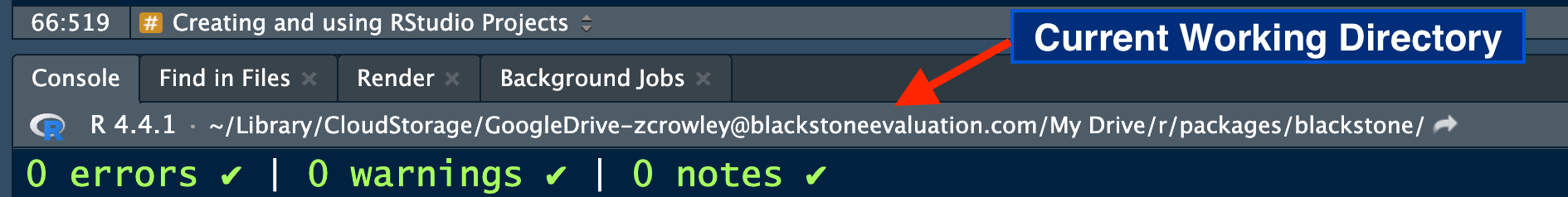 Figure 3: RStudio Console Working Directory